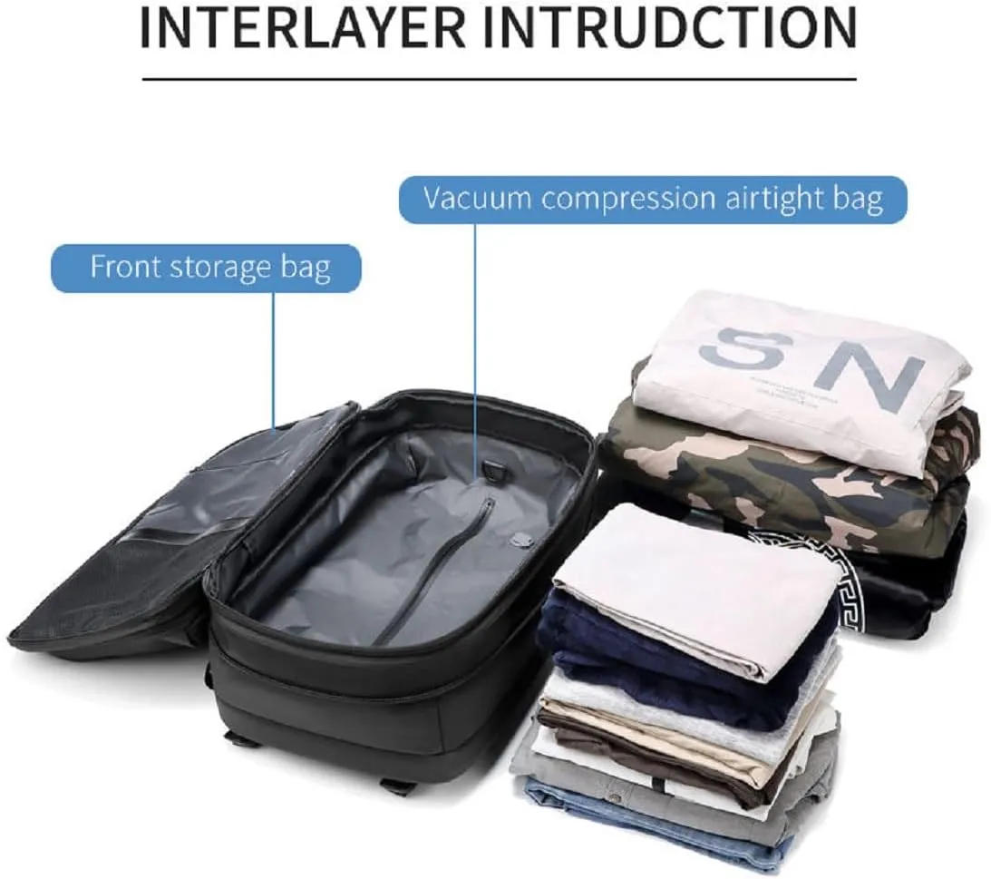 Vacpack Backpack, Vacpack Vacuum Backpack Luggage, Waterproof And Anti-Theft Expandable Large Capacity (Black-B Vacuum Pump)