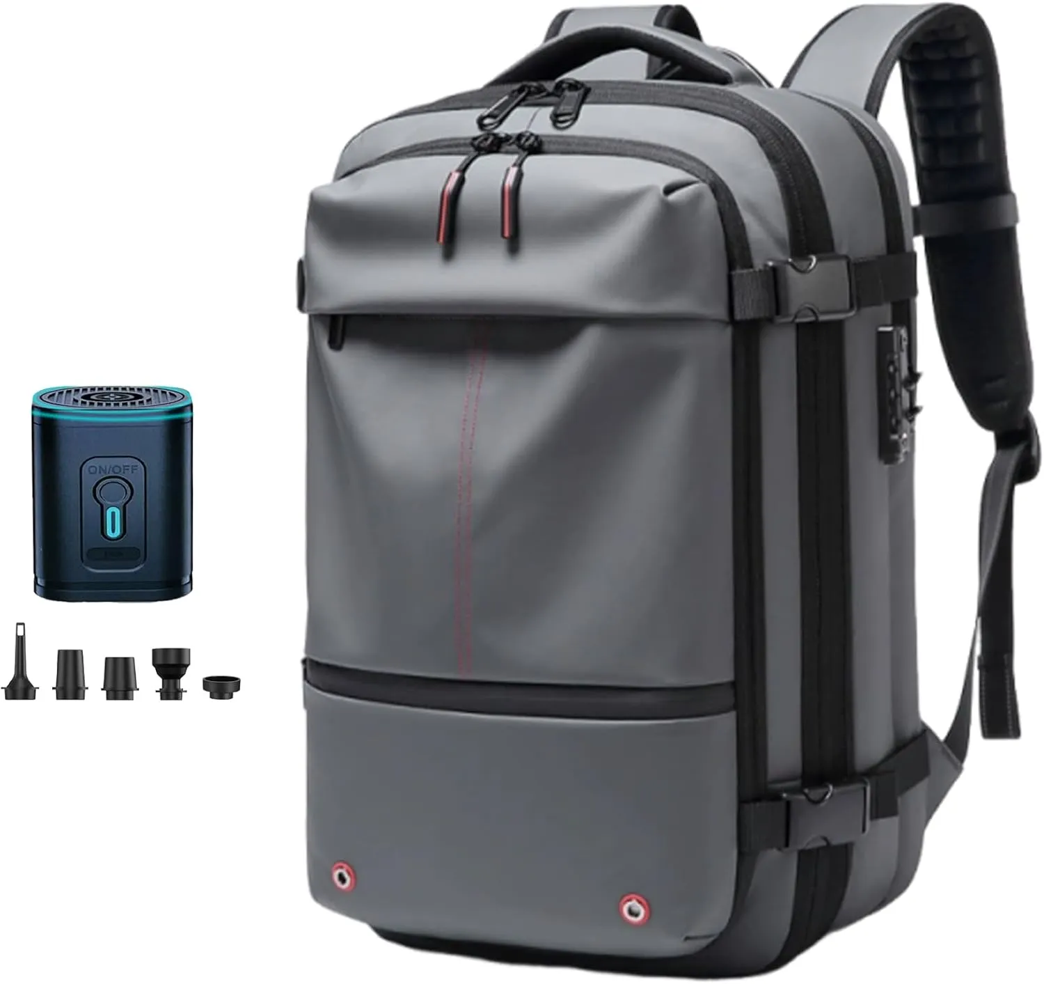 Vacuum Compression Backpack, Airopack Backpack, Airlines Approved, Fits 17 Inch Laptop for Travel, Business, Camping (Gray with air pump)