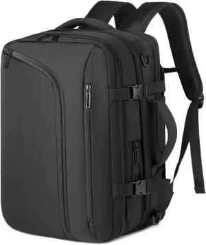 Vacuum Compression Backpack with Pump 36L-55L Expandable, Watertight Business Travel Backpack for 17.3in Laptop, USB Charging, Oxford Fabric CarryOn