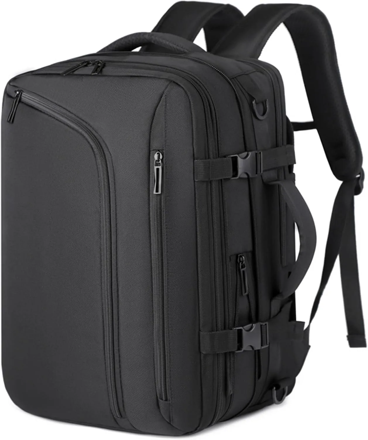 Vacuum Compression Backpack with Pump 36L-55L Expandable, Watertight Business Travel Backpack for 17.3in Laptop, USB Charging, Oxford Fabric CarryOn