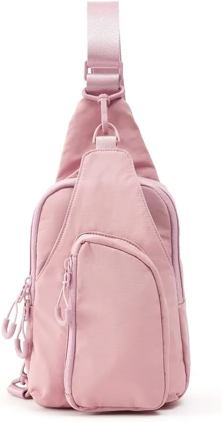 VAKAER Small Sling Bag for Women, Small Crossbody Bags with Adjustable Straps, Lightweight Chest Bag Casual Daypack Backpacks for Travel Hiking (Pink)