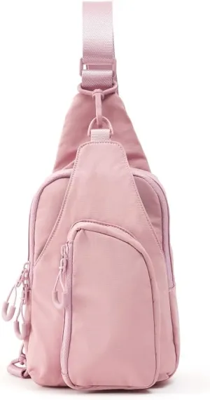 VAKAER Small Sling Bag for Women, Small Crossbody Bags with Adjustable Straps, Lightweight Chest Bag Casual Daypack Backpacks for Travel Hiking (Pink)
