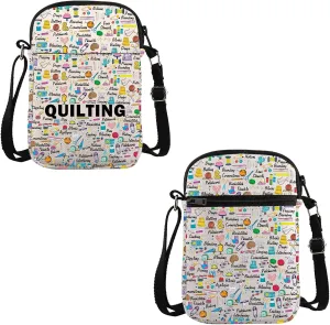 VAMSII Quilting Lover Gift Quilting Words Crossbody Bag Quilter Travel Bag Seamstress Sewing Lover Gift