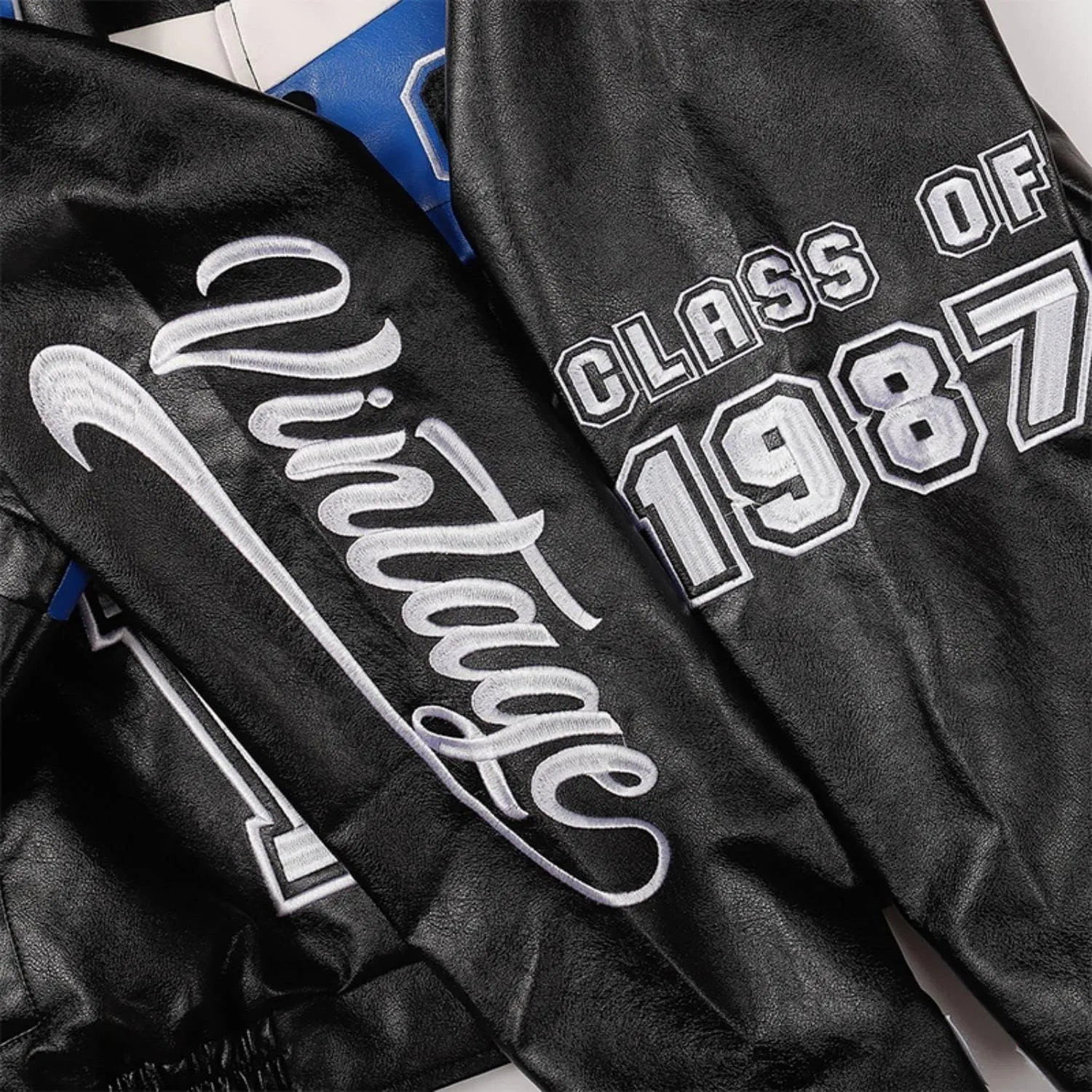 Vamtac Faux Leather Racing Jackets Varsity Bomber Coats Unisex Street With Pockets