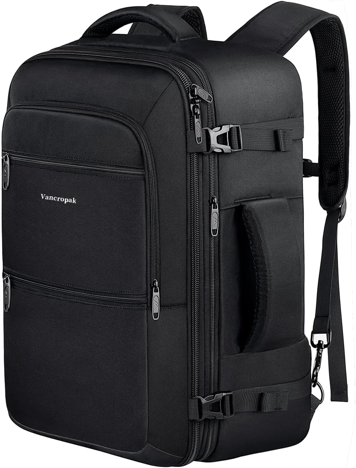 Vancropak 35L Carry on Bags for Airplanes, Luggage Backpack for Travel, Flight Approved Travel Bag for Men & Women, Water Resistant Suitcase Backpack Weekender Business Daypack Overnight Bag, Black