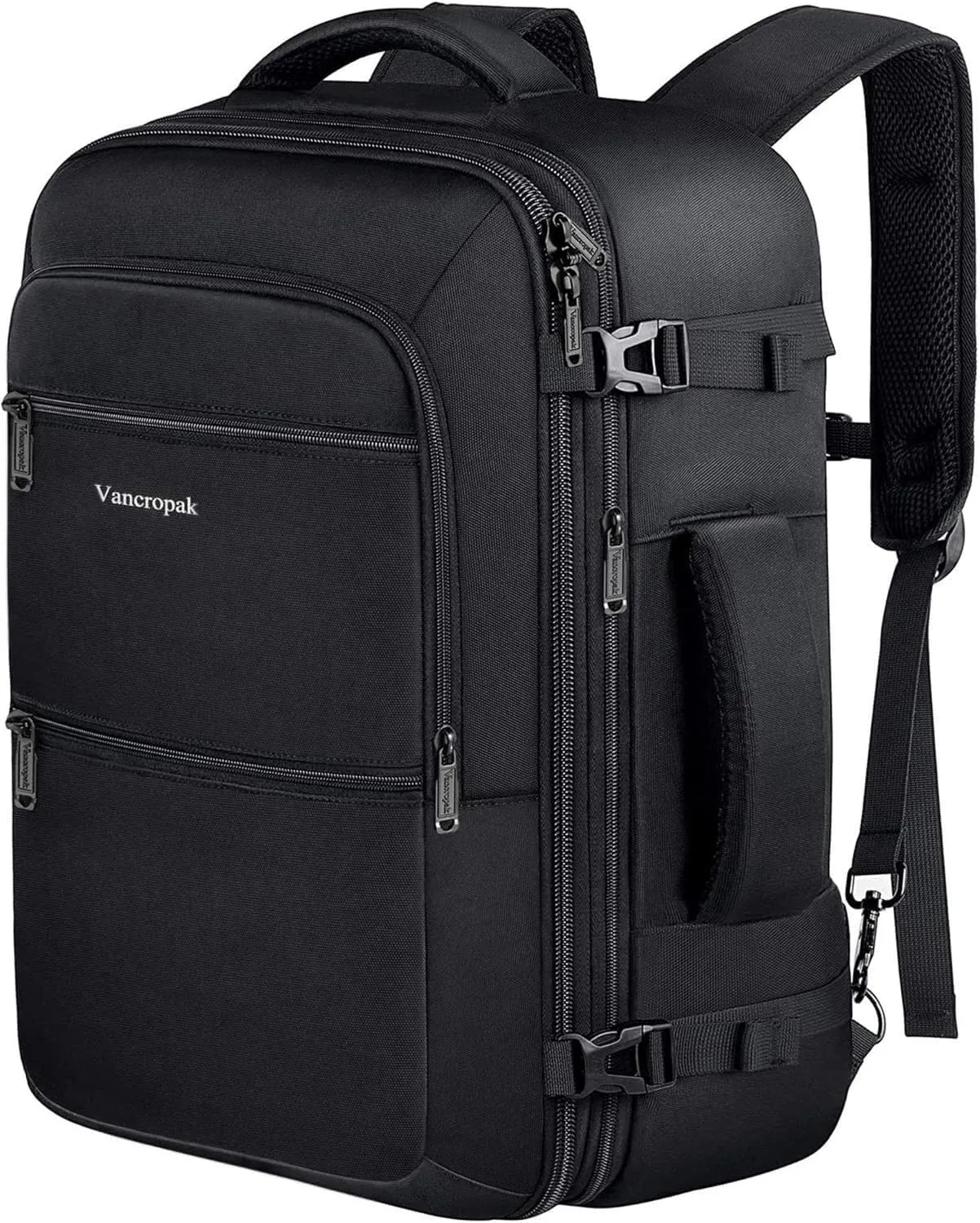 Vancropak 35L Carry on Bags for Airplanes, Luggage Backpack for Travel, Flight Approved Travel Bag for Men & Women, Water Resistant Suitcase Backpack Weekender Business Daypack Overnight Bag, Black