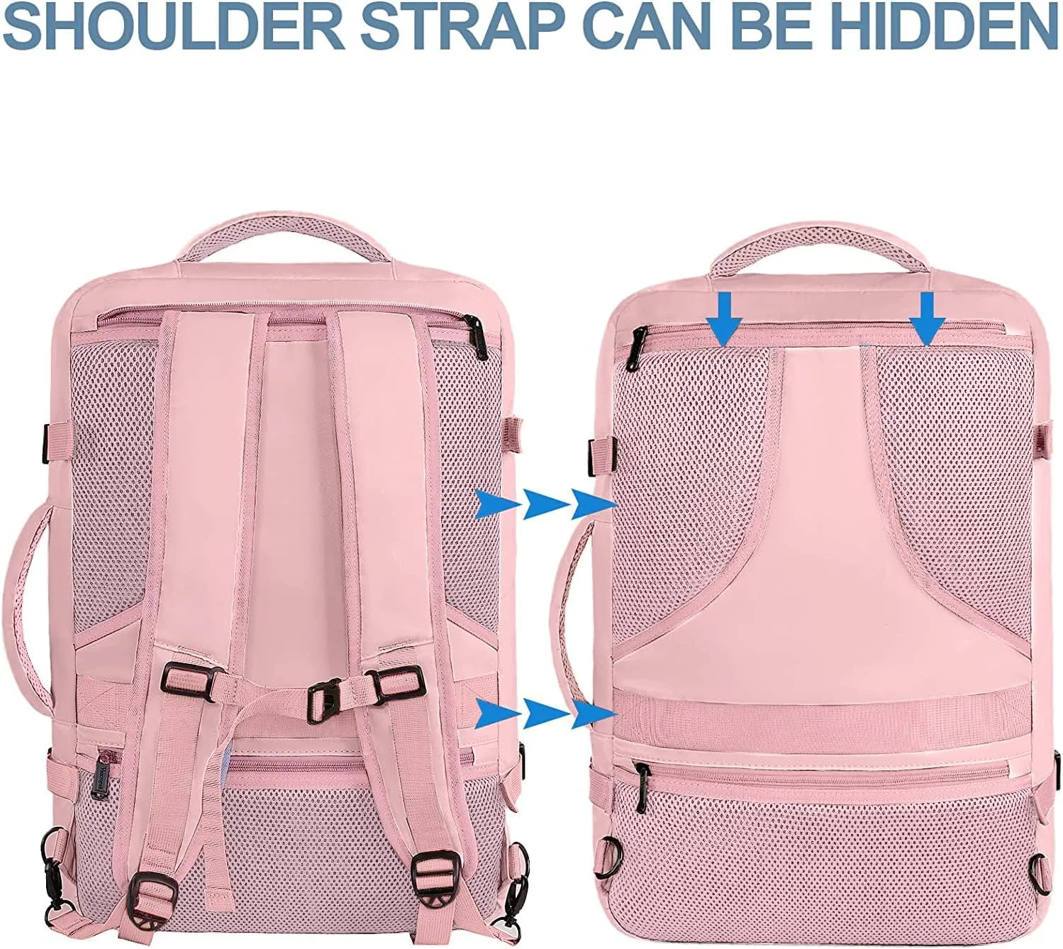 Vancropak Carry on Backpack, Expandable Travel Backpack Airline Approved, Water Resistant 40L Large Backpack, Anti-Theft Suitcase Luggage Overnight Weekender Daypack, Travel Gifts for Travelers, Pink