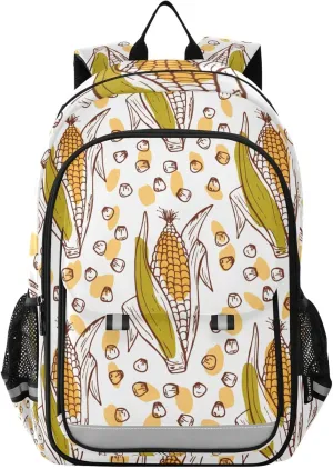 Vegetable Corn Cobs Backpack Girls Boys Elementary School Bags Bookbags Laptop Backpack Travel Daypack Safe Reflective Stripes