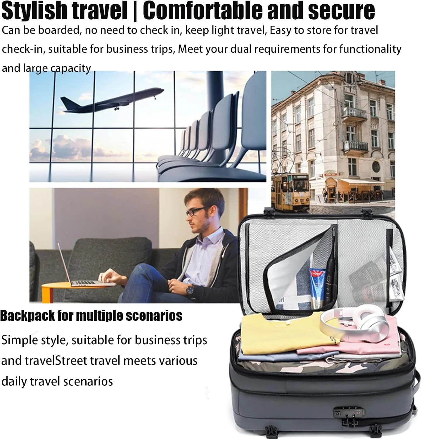 Veloutte Travel Backpack, Veloussette Prestige Space Bag, 60l Expandable Travel Backpack with Vacuum Space Bag & Pump (B)