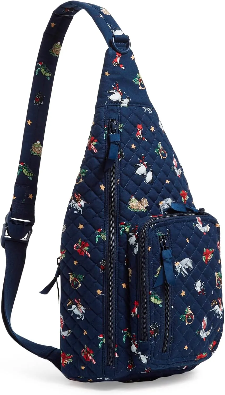 Vera Bradley Women's Cotton Sling Backpack, Snow Globe Motifs - Recycled Cotton, One Size