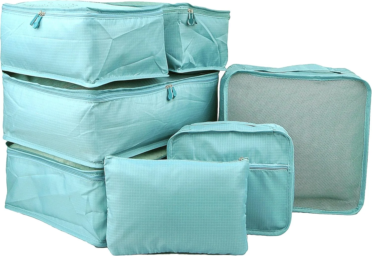 Vercord 7 Set Travel Packing Organizers Cubes Luggage Suitcase Organizer Bags Clothes Underwear Cube Shoe Pouch Pack Blue