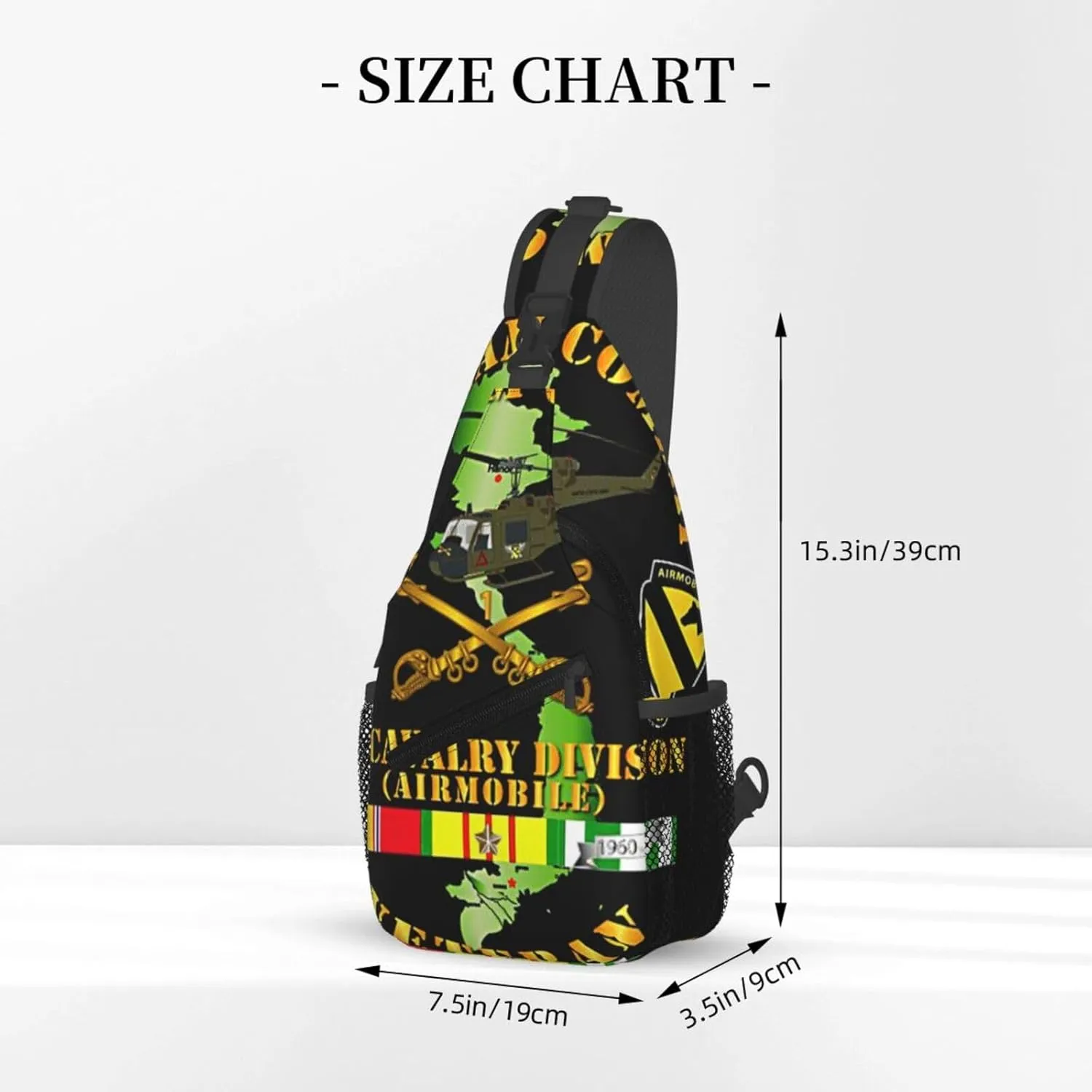 Vietnam Combat Cavalry Veteran W 1st Cavalry Small Crossbody Backpack Sling Bag For Men Women Mini One Shoulder Chest Bags Gym Sport Travel Hiking Daypack