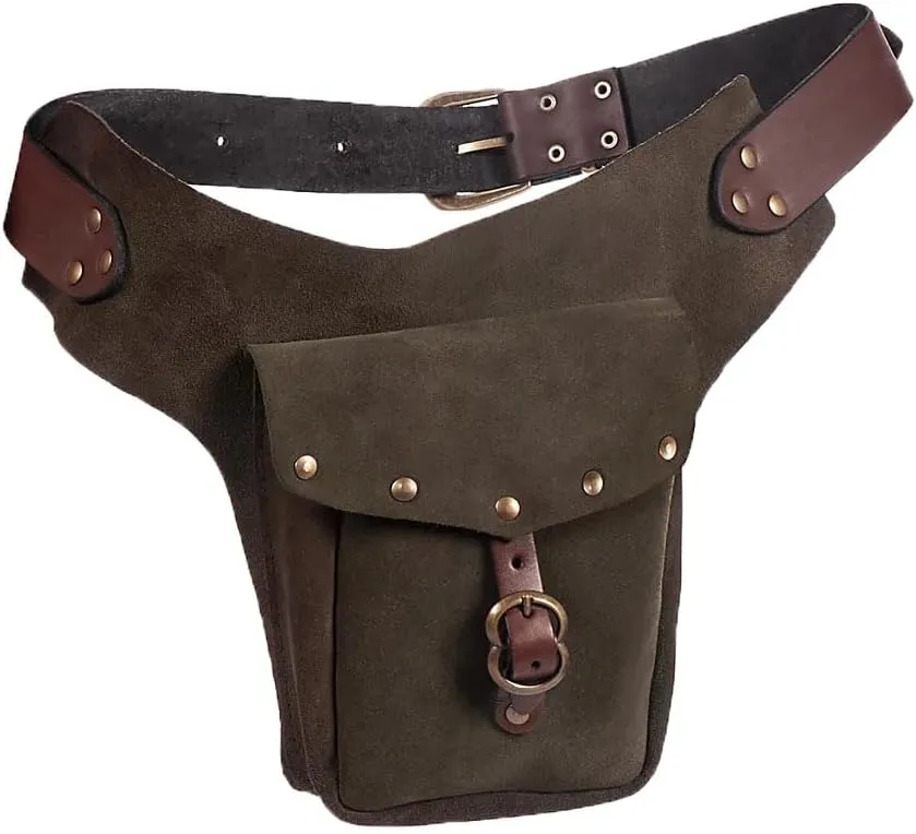 Viking Waist Bag Medieval Retro PU Leather Belt Pouch Renaissance Adjustable Hip Bag for Cosplay Accessories