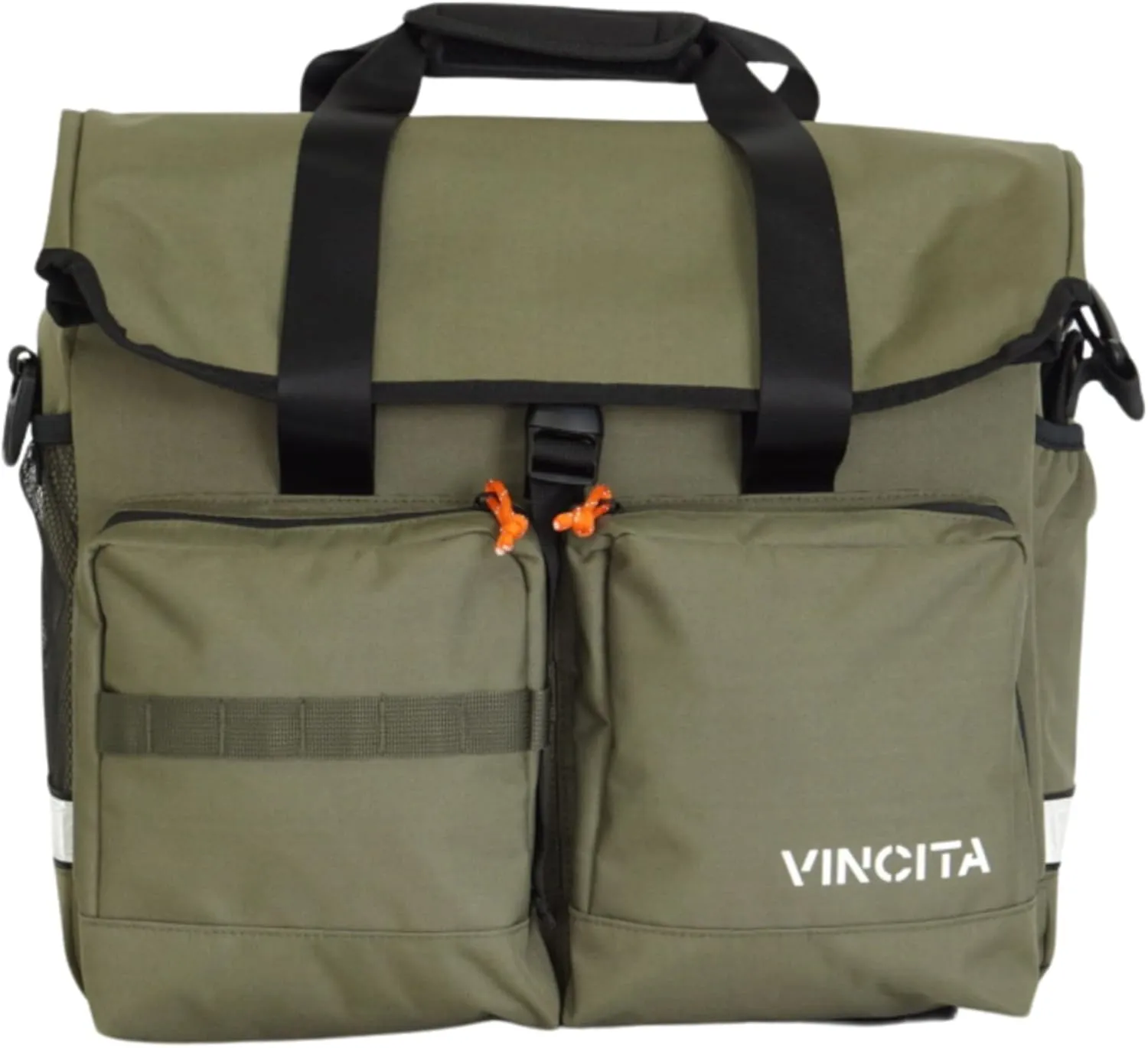 Vincita Voyage Atlas Bag for Brompton Folding Bicycle - With Removable Front Carrier Frame For Brompton Folding Bicycle, Rain Cover, And Should Straps - Brompton Bike Accessories For Rider (Green)