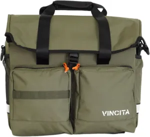 Vincita Voyage Atlas Bag for Brompton Folding Bicycle - With Removable Front Carrier Frame For Brompton Folding Bicycle, Rain Cover, And Should Straps - Brompton Bike Accessories For Rider (Green)