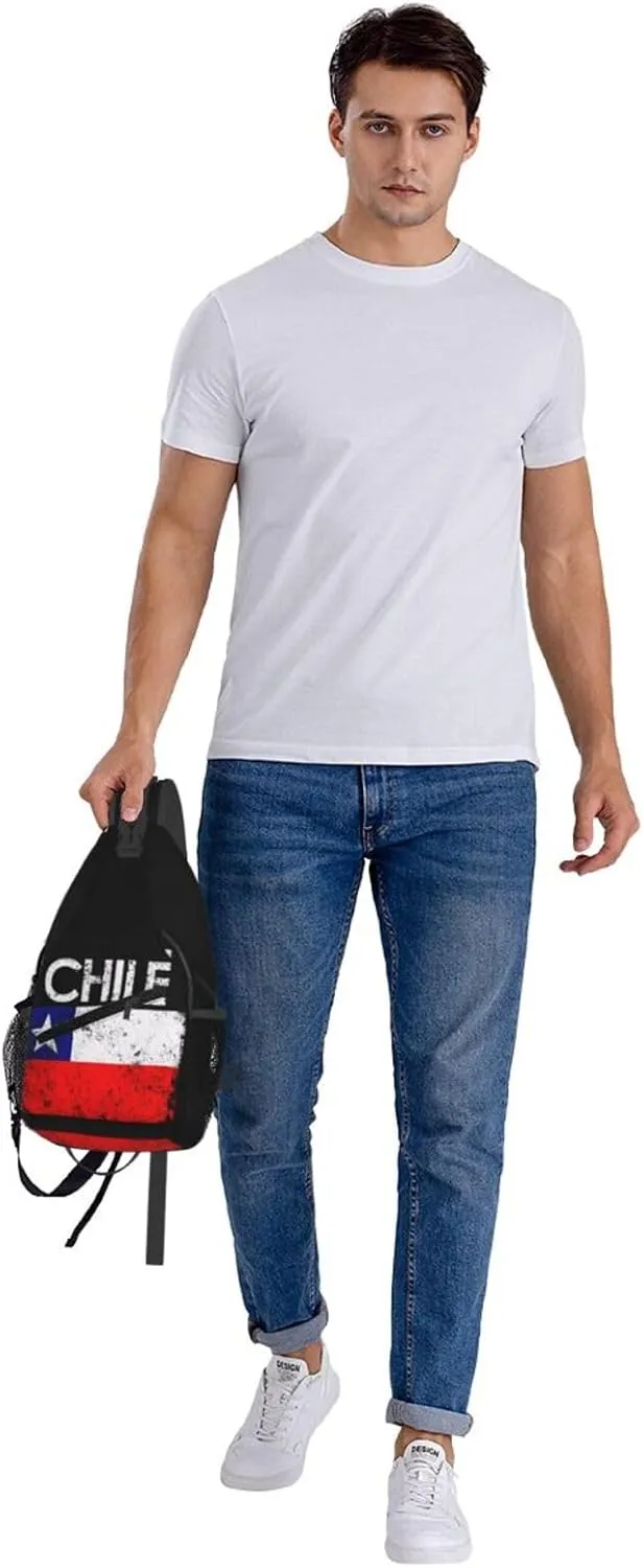 Vintage Chile Chilean Flags Crossbody Bags Sling Backpack Cross Chest Bag Sports Shoulder Bag Gym Fanny Pack Adjustable Cycling Daypack Diagonally Rucksack for Running