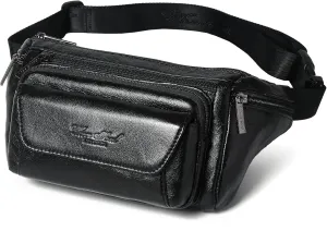 Vintage Leather Waist Bag Fanny Pack for Men (06-Black)