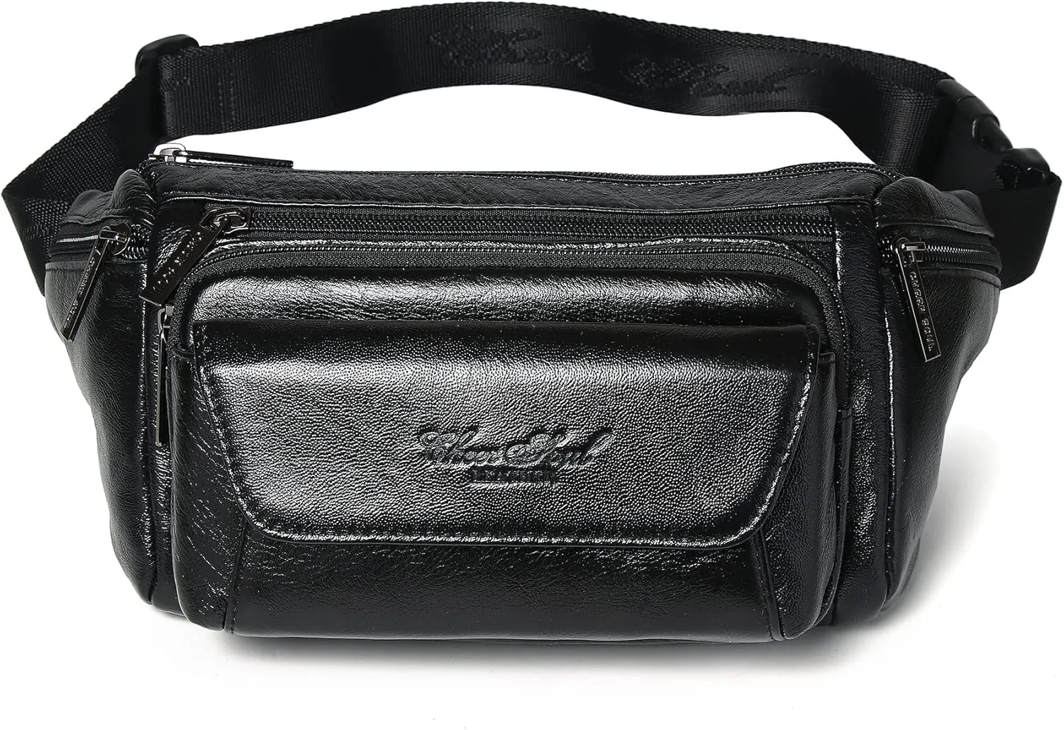 Vintage Leather Waist Bag Fanny Pack for Men (06-Black)