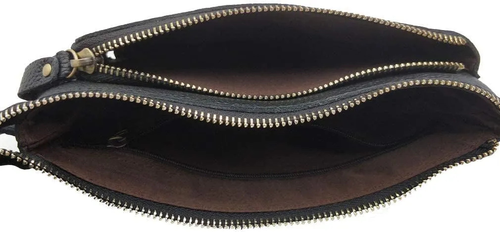 Vintage Leather Waist Bag Fanny Pack for Men Women Hip Bum Bag Belt Slim Cell Phone Purse Wallet Vintage Retro Crossbody Sling Pouch Black