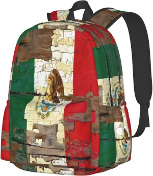 Vintage Mexican Mexico Flag Laptop Backpack Work Travel Backpacks Business Rucksack Casual Outdoor Daypack with Adjustable Strap Bags for Sports Office Gym Hiking
