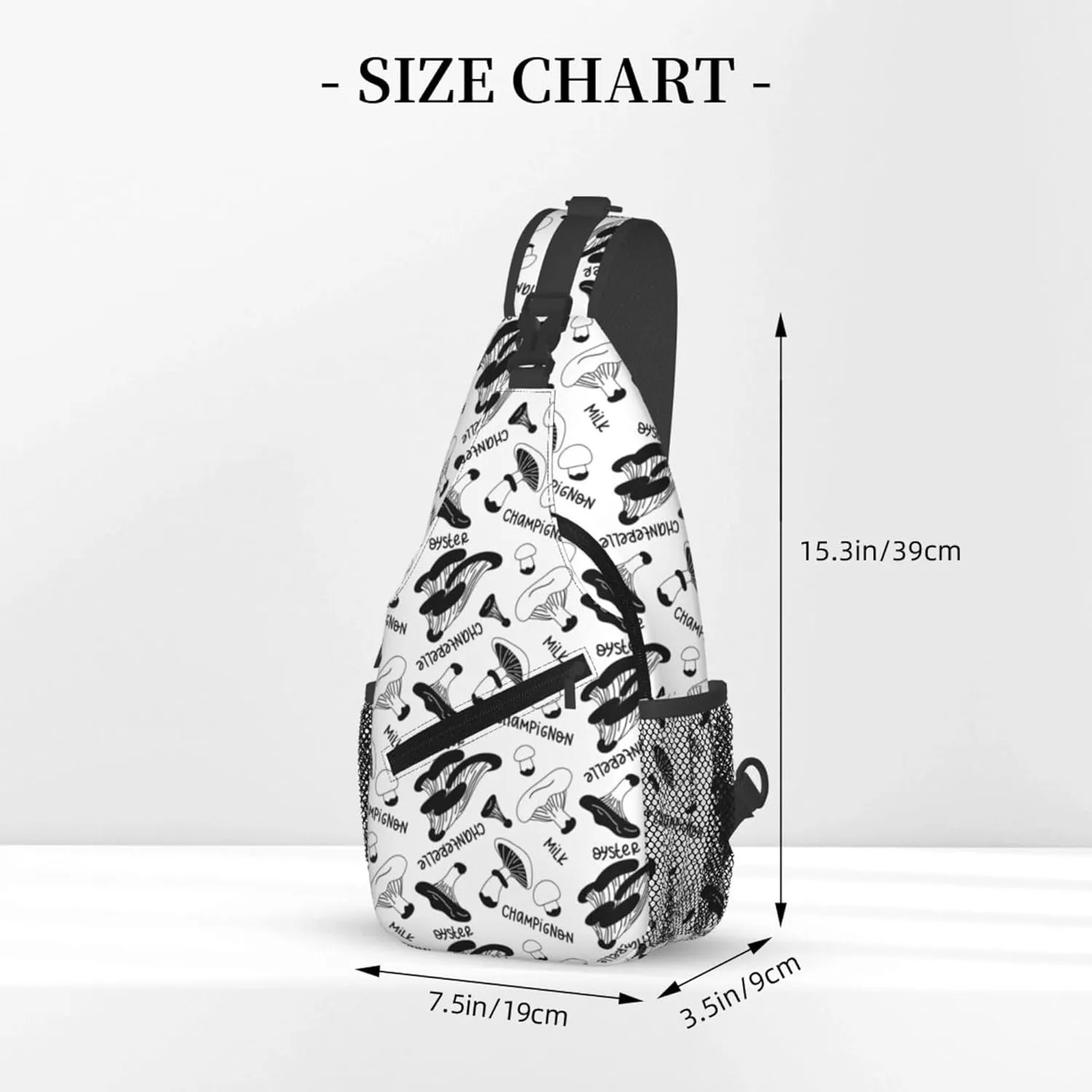 Vintage Mushroom Pattern Sling Backpack Crossbody Bag, Chest Bag Daypack for Outdoors Hiking Traveling