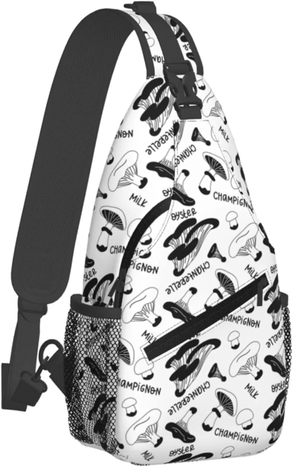 Vintage Mushroom Pattern Sling Backpack Crossbody Bag, Chest Bag Daypack for Outdoors Hiking Traveling
