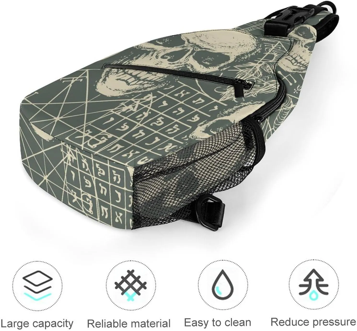 Vintage Skull Pattern Crossbody Backpack For Men Women, Chest Bag Shoulder Bag, Travel Daypack Sling Backpack