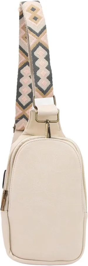 Vintage Style PU Leather Sling Chest Bag for Women, Lightweight and Spacious Storage for Headphones, Phone, Wallet