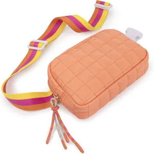 Viva Terry Puffer Bag Quilted Crossbody Bag Small Puffy Padded Belt Bag for Woman Running Traveling Hiking Workout Sports with Adjustable Strap-Orange