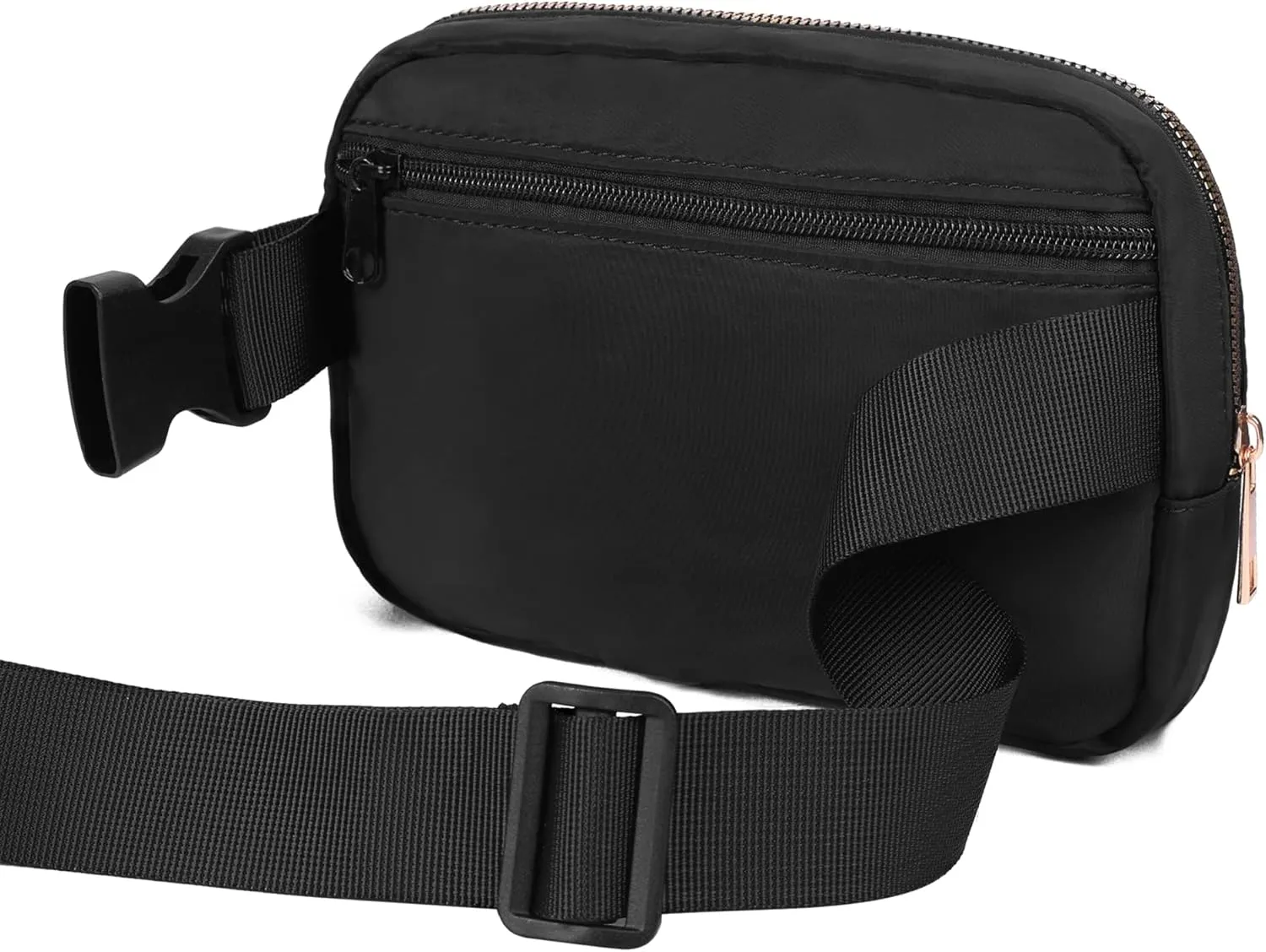 VKIOIP 2 Pack Unisex Fanny Pack Waist Belt Bag with Adjustable Strap,Hands Free Crossbody Fanny Bag with Zipper for Woman and Man,for Hiking,Running,Sports Gifts(Black & Gray)
