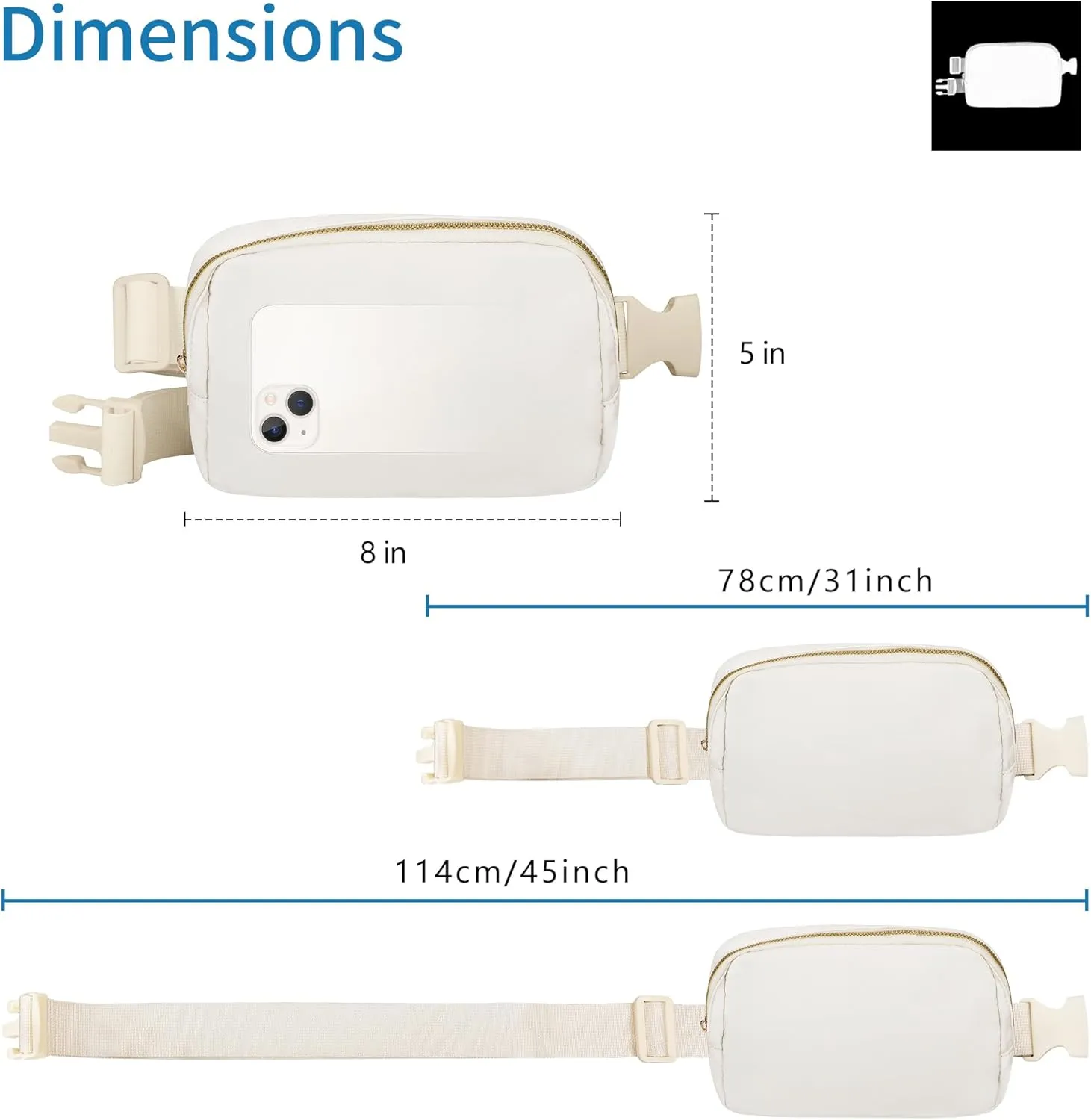 VKIOIP Unisex Fanny Pack Waist Belt Bag with Adjustable Strap,Hands Free Crossbody Fanny Bag with Zipper for Woman and Man,for Hiking,Running,Sports Gifts(Beige)