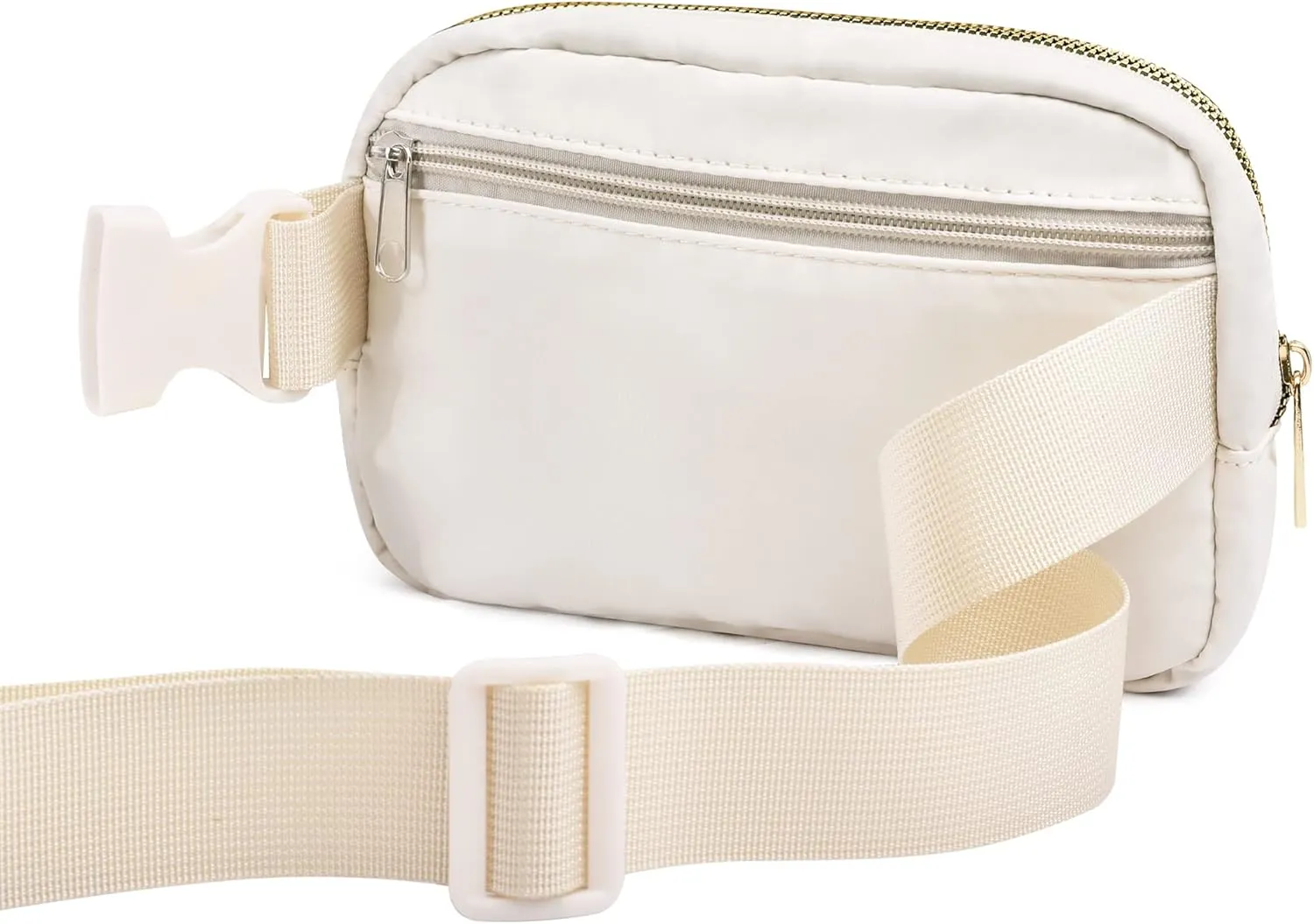 VKIOIP Unisex Fanny Pack Waist Belt Bag with Adjustable Strap,Hands Free Crossbody Fanny Bag with Zipper for Woman and Man,for Hiking,Running,Sports Gifts(Beige)