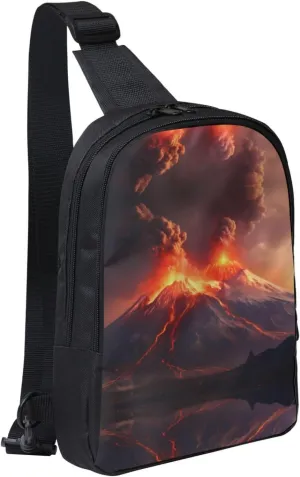 Volcanic Eruptions Adjustable Strap Lightweight Chest Bag Dual Pocket Sling Bag Waterproof Sling Backpack Lightweight Crossbody Sling
