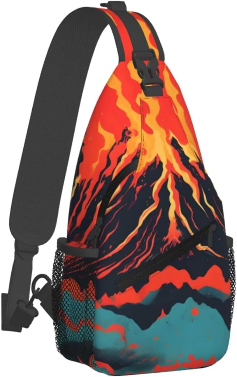 Volcano Crossbody Chest Bag Lightweight Sling Daypackstravel Hiking Cycling For Men Women