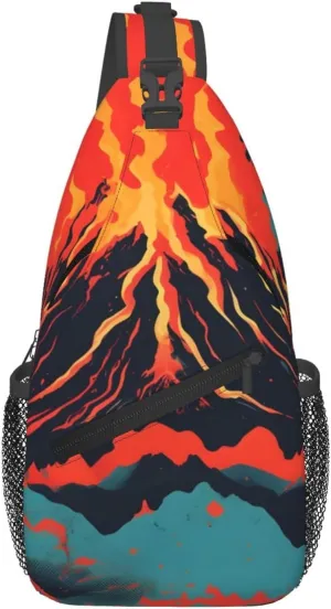 Volcano Crossbody Chest Bag Lightweight Sling Daypackstravel Hiking Cycling For Men Women