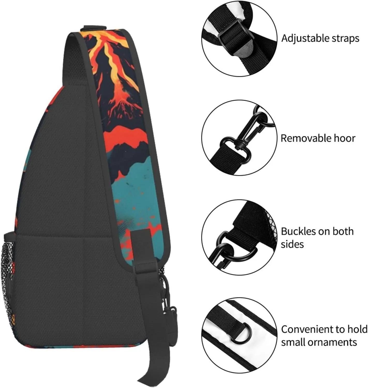 Volcano Crossbody Chest Bag Lightweight Sling Daypackstravel Hiking Cycling For Men Women