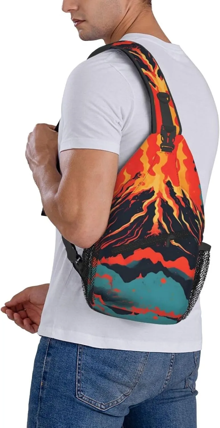 Volcano Crossbody Chest Bag Lightweight Sling Daypackstravel Hiking Cycling For Men Women