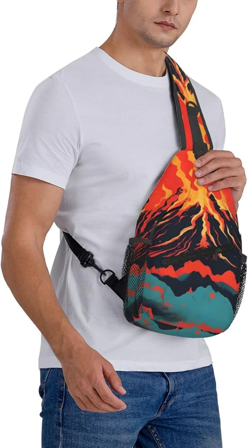 Volcano Crossbody Chest Bag Lightweight Sling Daypackstravel Hiking Cycling For Men Women