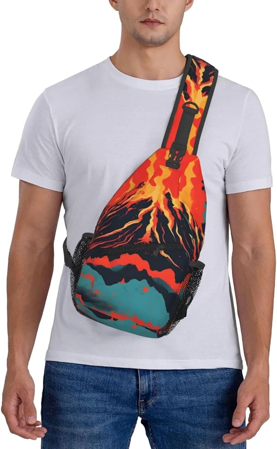 Volcano Crossbody Chest Bag Lightweight Sling Daypackstravel Hiking Cycling For Men Women