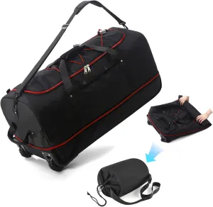 Vomgomfom Expandable from 110L to 140L 31.5" Rolling Duffle Bag with 2 Wheels,Foldable Travel Duffel Bag with Large Convertible Compartment Pocket
