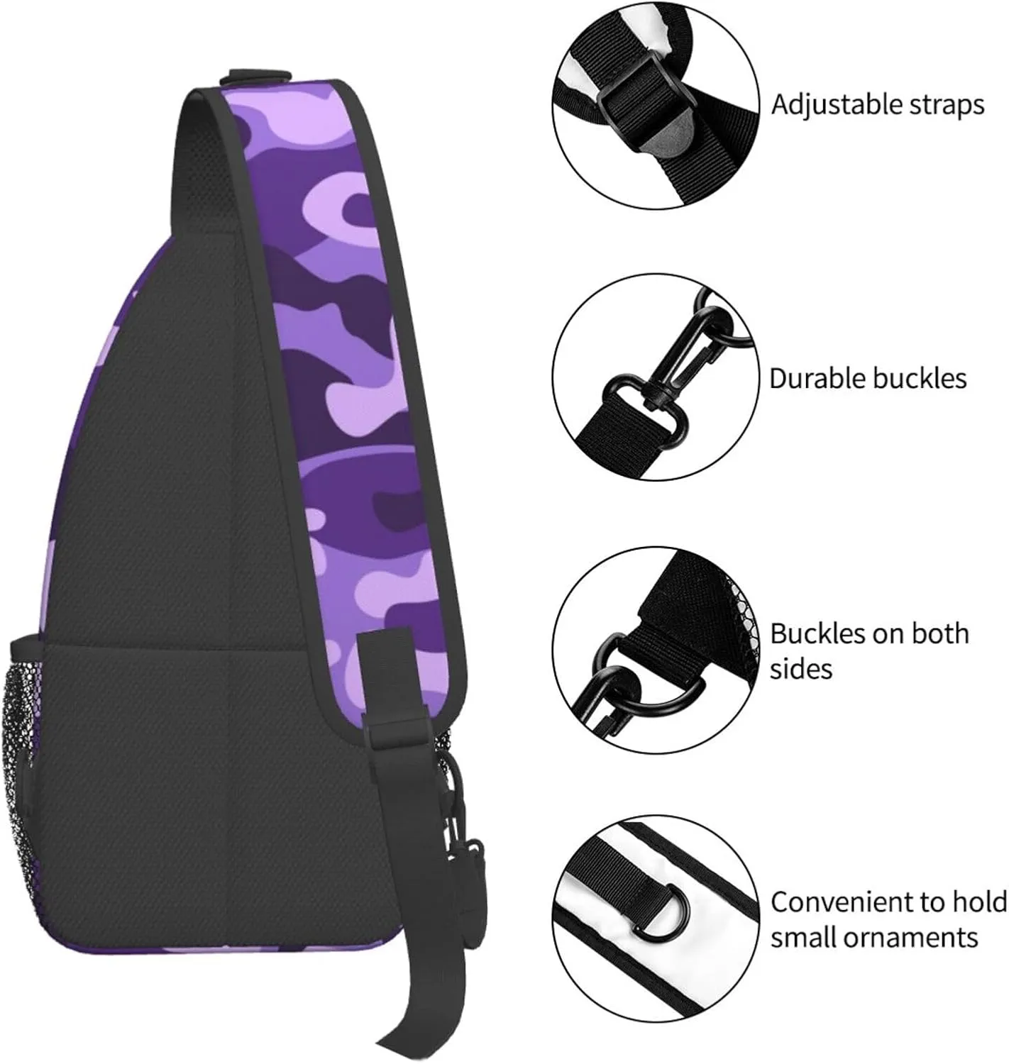 VOOHDDY Camouflage Purple Camo Sling Bag For Women Men Travel Hiking Backpack Crossbody Shoulder Chest Bags Casual Daypack Sport