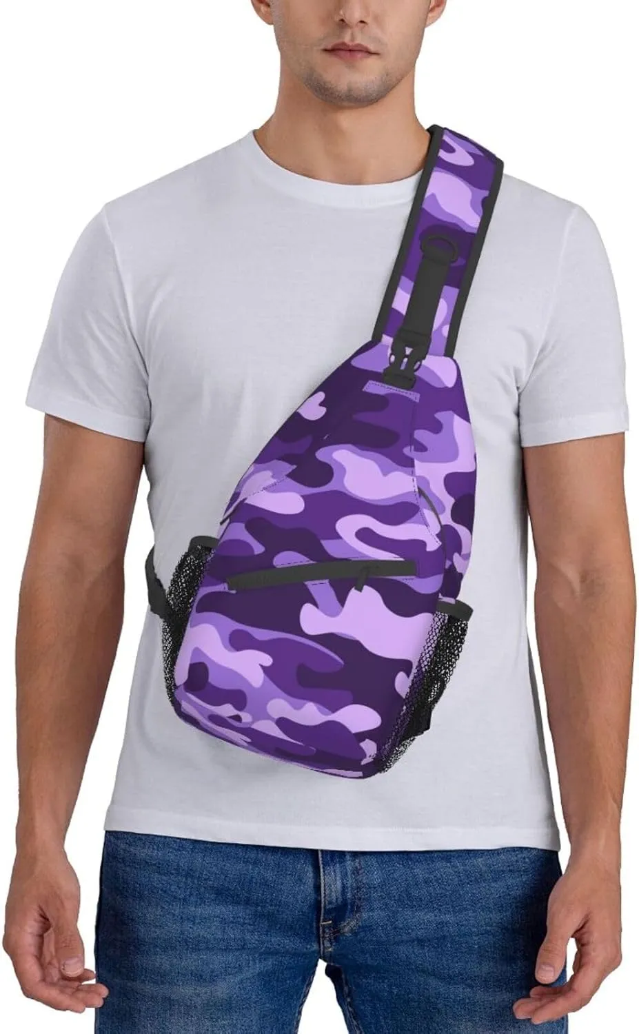 VOOHDDY Camouflage Purple Camo Sling Bag For Women Men Travel Hiking Backpack Crossbody Shoulder Chest Bags Casual Daypack Sport