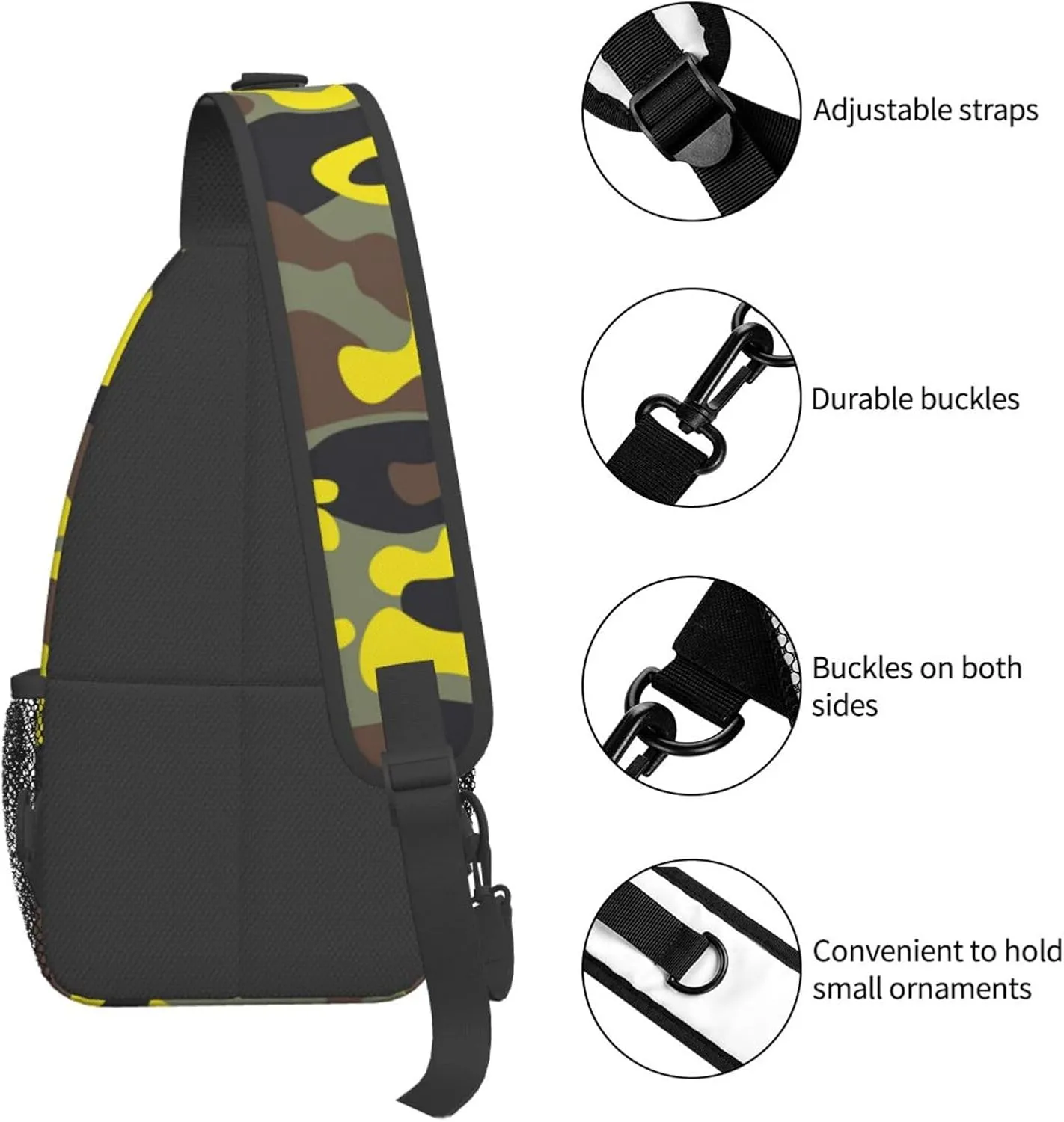 VOOHDDY Fashion Yellow Brown Camo Sling Bag For Women Men Travel Hiking Backpack Crossbody Shoulder Chest Bags Casual Daypack Sport