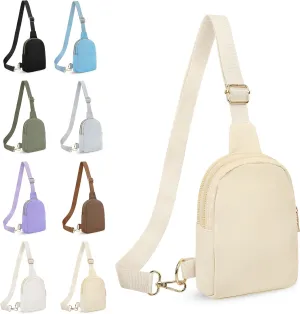 VOROLO Sling Bag Sling Chest Bag with Two Parallel Zipper and Ajustable Strap Fashion Sling Pack Khaki