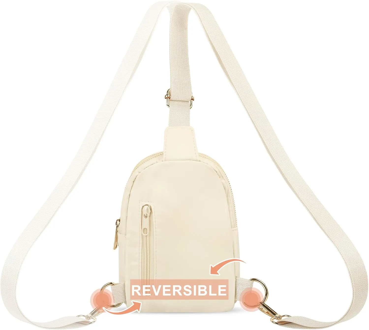 VOROLO Sling Bag Sling Chest Bag with Two Parallel Zipper and Ajustable Strap Fashion Sling Pack Khaki
