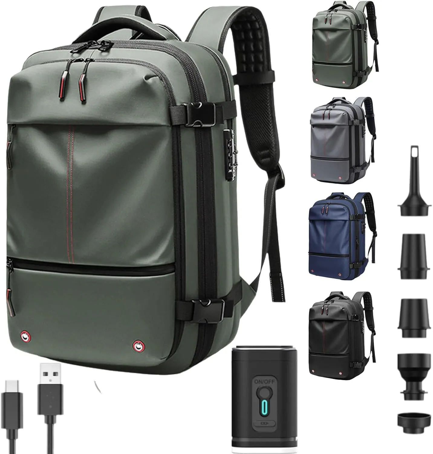 Voyage Vac Backpack with Air Pump, Expandable Multifunctional Large Capacity Backpack,60L Expandable Waterproof (ArmyGreen)