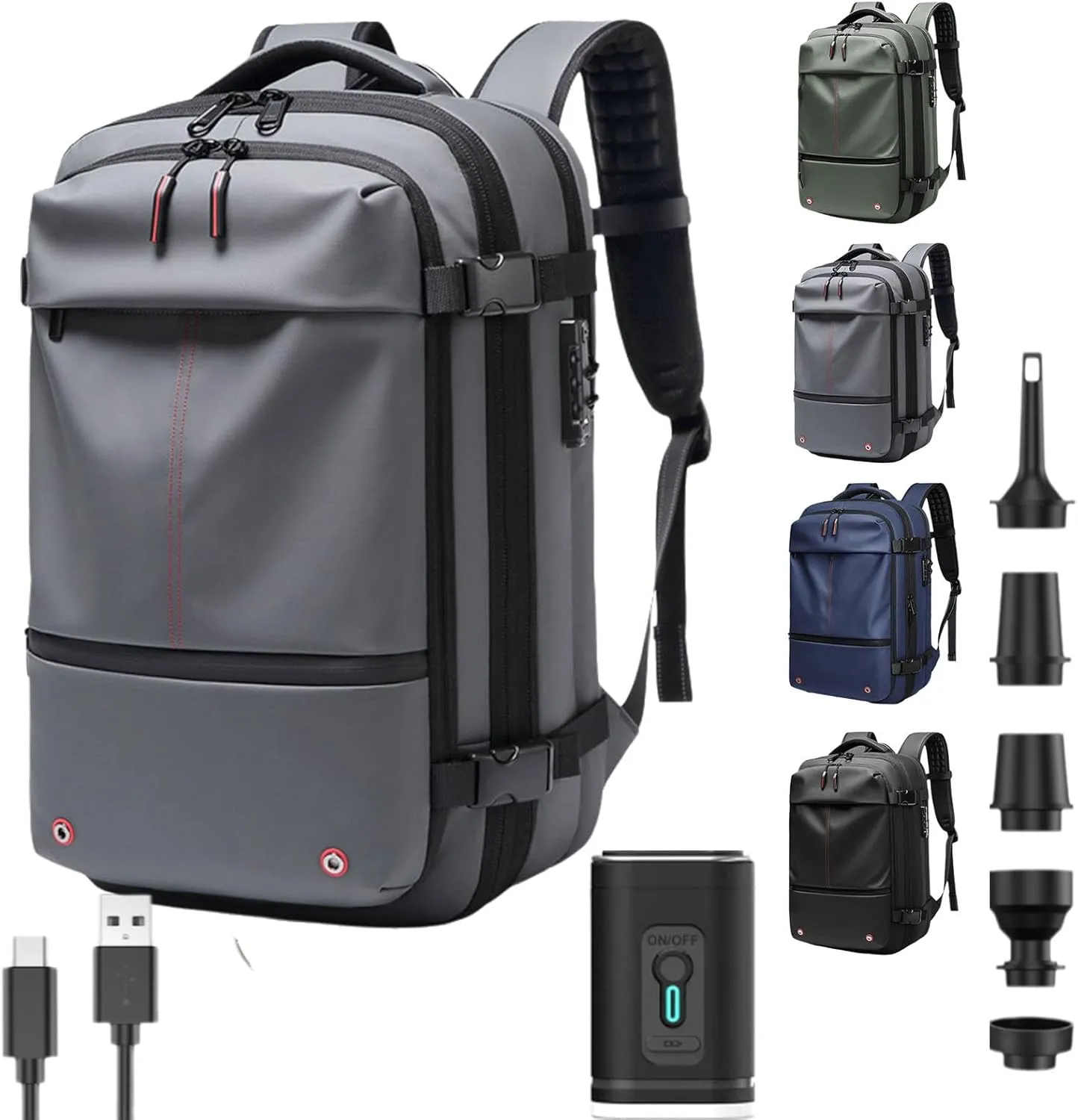Voyage Vac Backpack with Air Pump, Expandable Multifunctional Large Capacity Backpack,60L Expandable Waterproof (Grey)