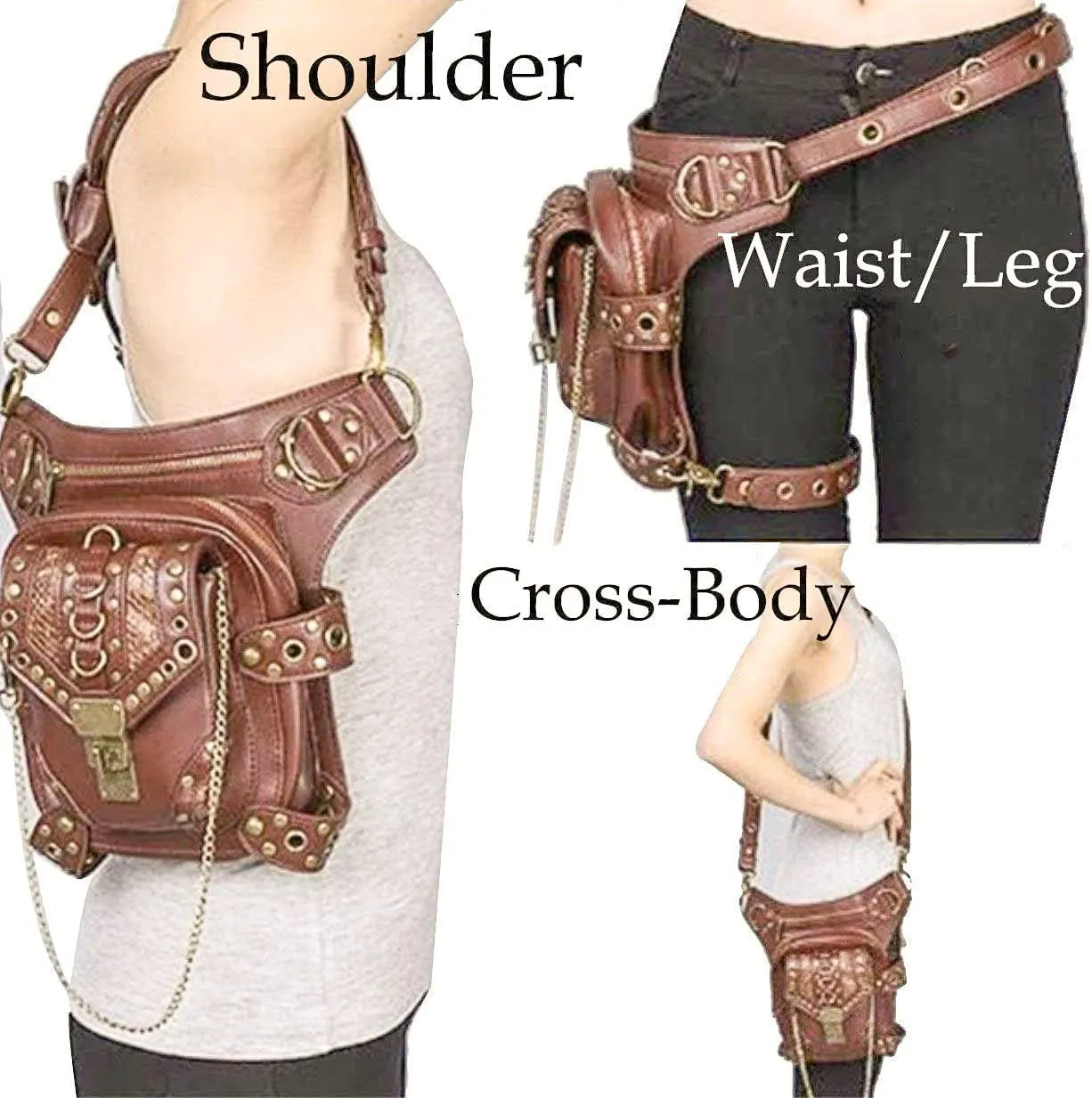 Waist Bag Fanny Pack Motorcycle Drop Leg Bag Thigh Hip Pouch Messenger Leather Crossbody Shoulder Purse Wallet Pocket