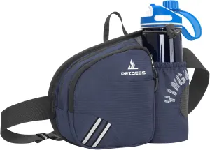 Waist Bag Fanny Pack with Water Bottle Holder for Men Women Hiking Running Dog Walking Fit All Phones (Bottle Not Included), Dark Blue