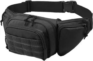 Waist Packs - Camping Waist Bag with 5 Pockets - Multifunctional, Adjustable Strap, Perfect for Sports, Travel, Running, & Camping - All-in-One Organizer, Black